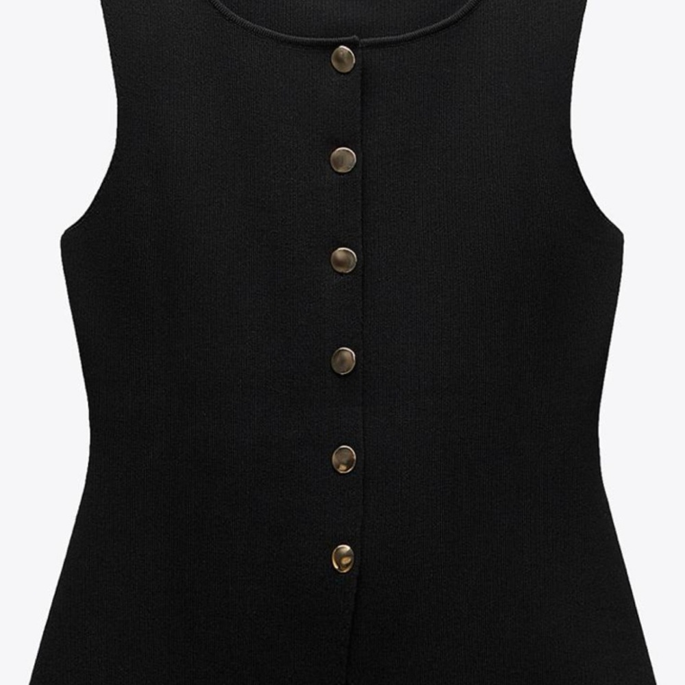 Zara Black Fitted Bodysuit with Buttoned Style